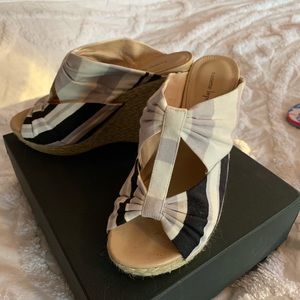 Striped Espadrille Wedges